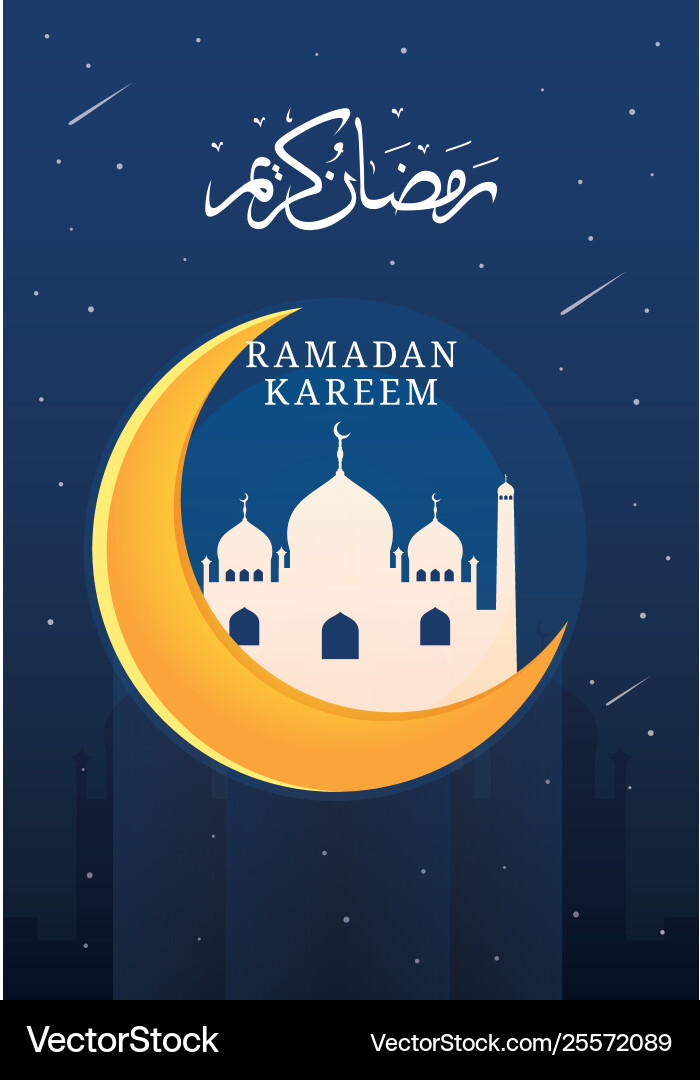 Ramadan Kareem mit Nachthimmel Hintergrund Ramadan Kareem mit Nachthimmel Hintergrund vektorbild