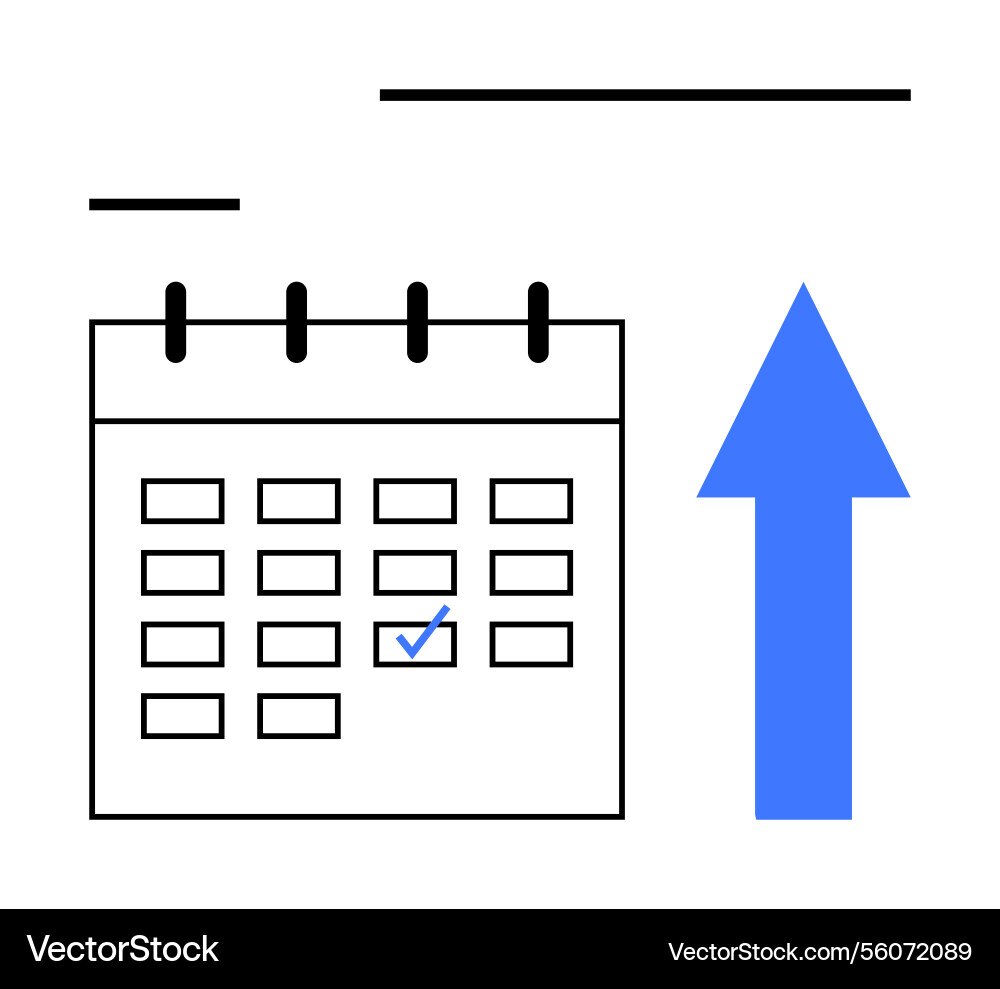 Schedule planning with highlighted date and arrow Schedule planning with highlighted date and arrow vector image