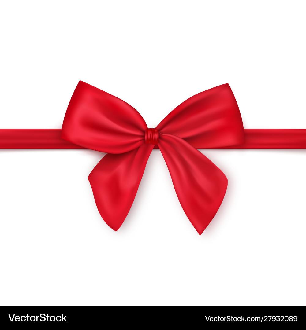 Shiny Satin rotes Band dann mit Schleife auf einem weißen Shiny Satin rotes Band dann mit Schleife auf einem weißen vektorbild