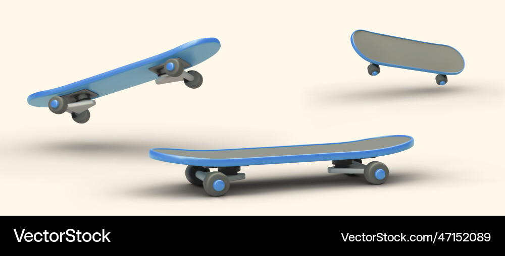 Skateboard in 3d format set of decks different Skateboard in 3d format set of decks different vector image