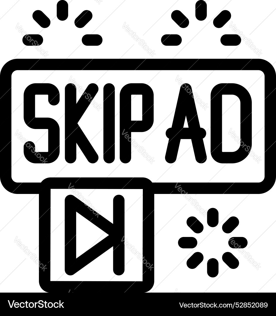 Skip ad button allowing user to advertisement Skip ad button allowing user to advertisement vector image