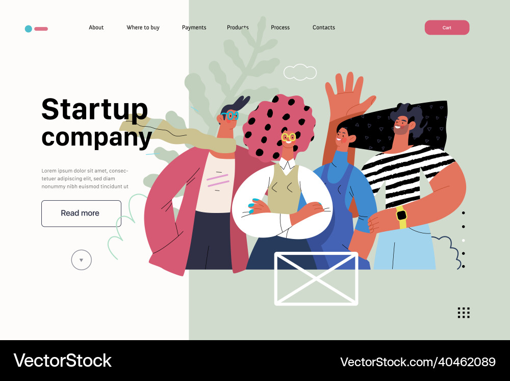 Startup website landing template Startup website landing template vector image