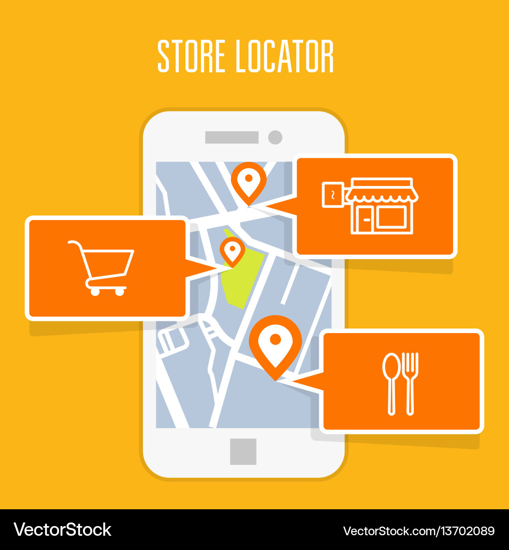 Store Locator & GPS Navigation App vector image
