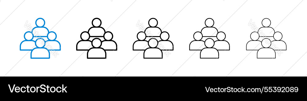 Users icons in five different stroke sizes Vector Image