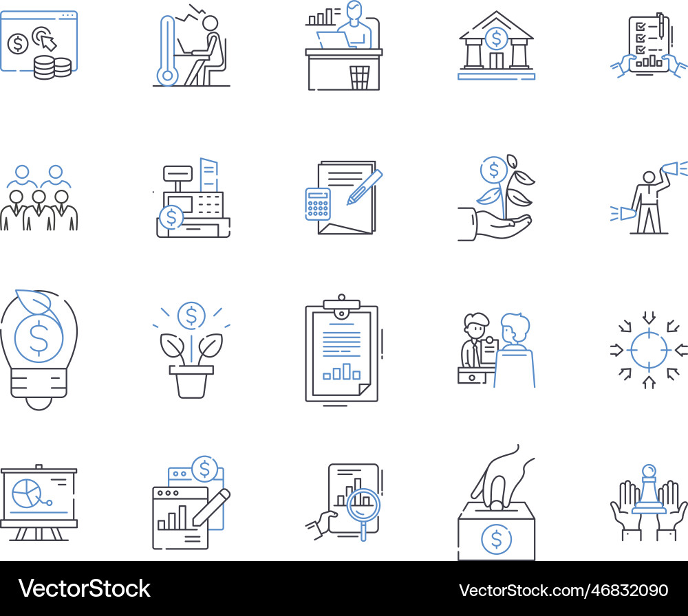 Asset allocation line icons collection Vector Image
