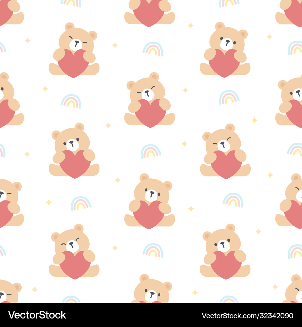 Bear hugging heart seamless pattern background Bear hugging heart seamless pattern background vector image