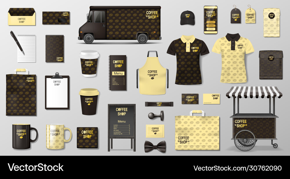 Branding Set für Café realistisch Branding Set für Café realistisch vektorbild