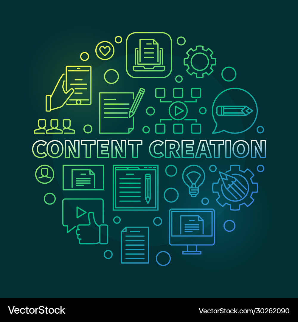 Content creation round colored linear Royalty Free Vector