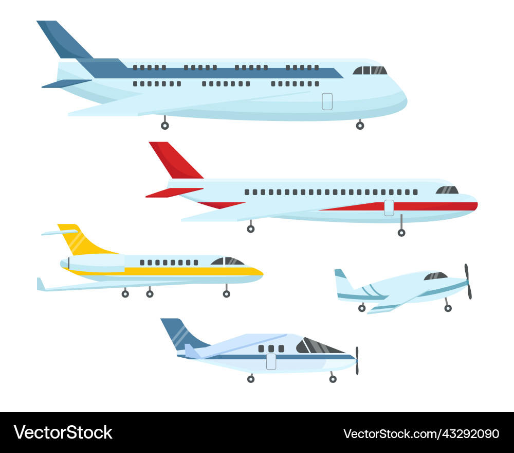 Different types of planes flat set vector image