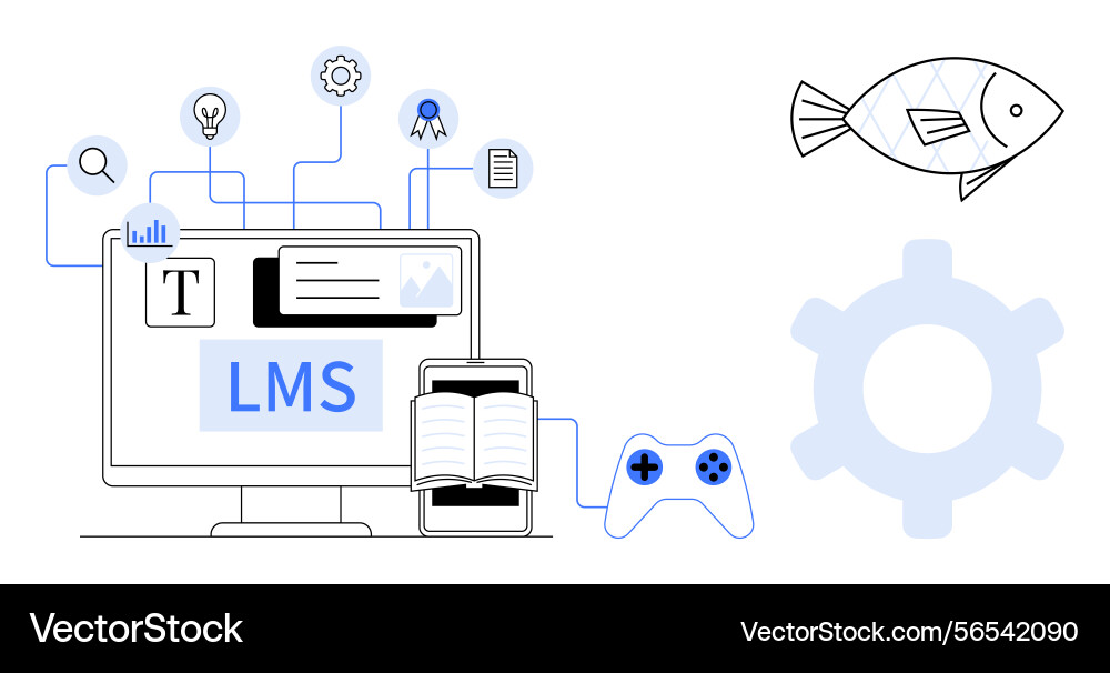 Digital learning system with monitor mobile Vector Image