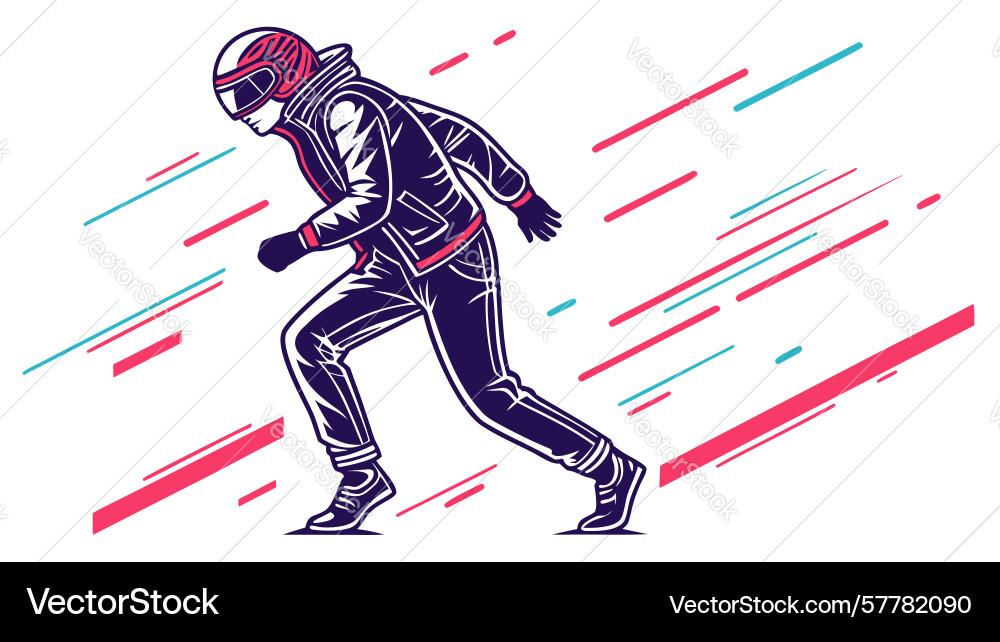 Dynamic athlete sprinting with motion lines Vector Image