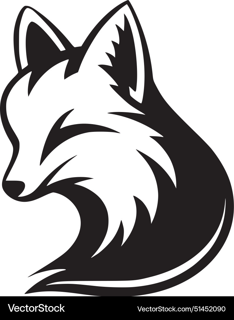 Fox - black and white Royalty Free Vector Image