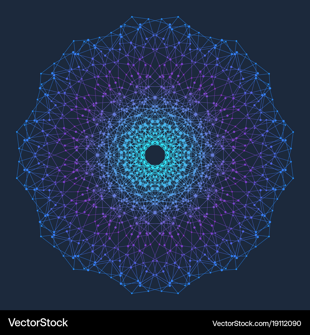 Fractal element with connected line and dots vector image
