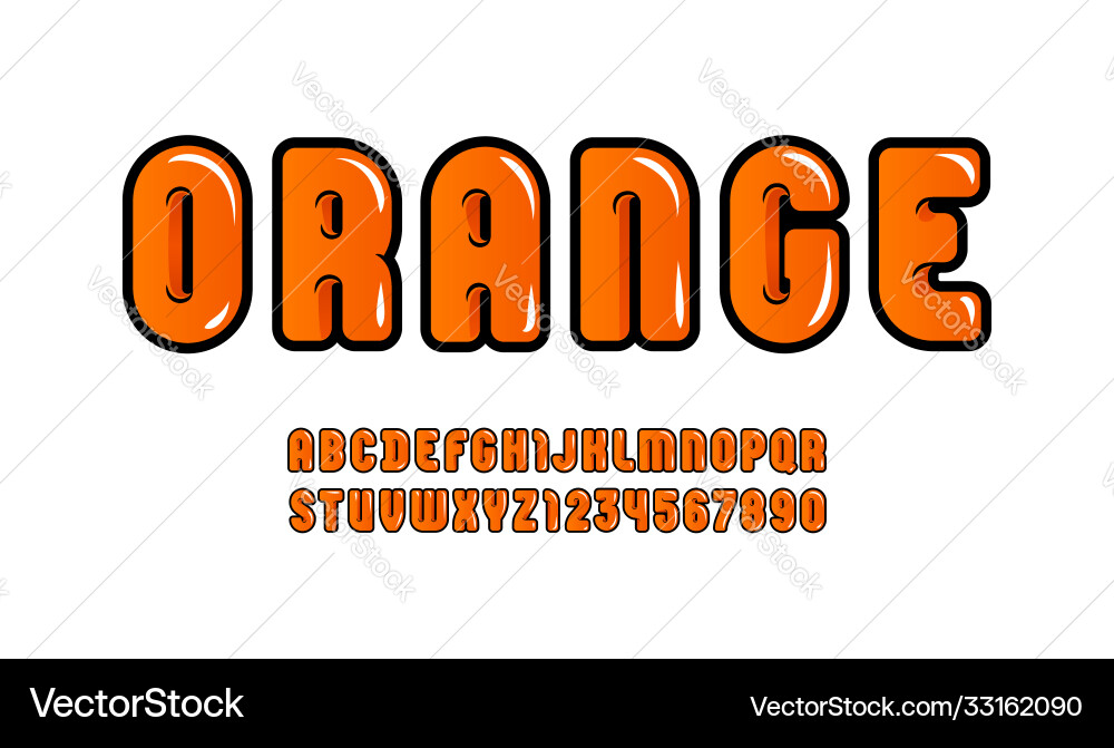 Glossy Orange Liquid Alphabet Vector Image