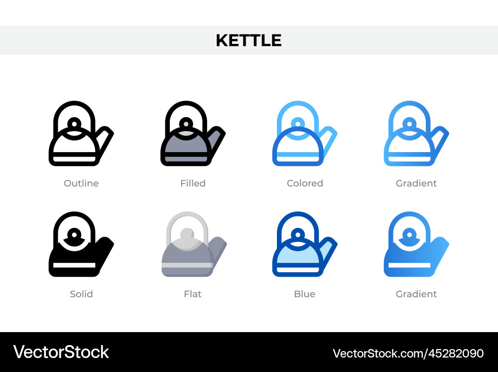Kettle icons in different style set Vector Image