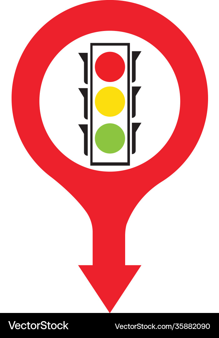 Map pointer traffic light signal - icon Map pointer traffic light signal - icon Vector Image