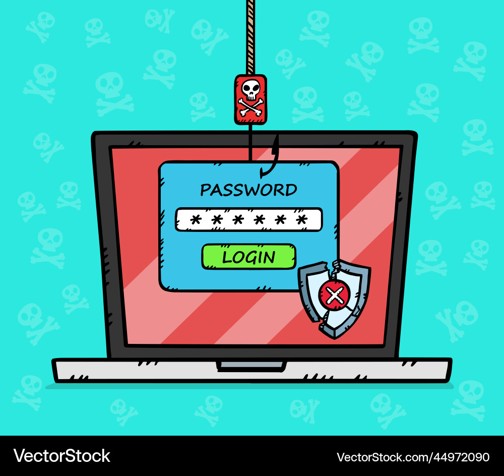 Phishing and hacking attack during user login Phishing and hacking attack during user login vector image