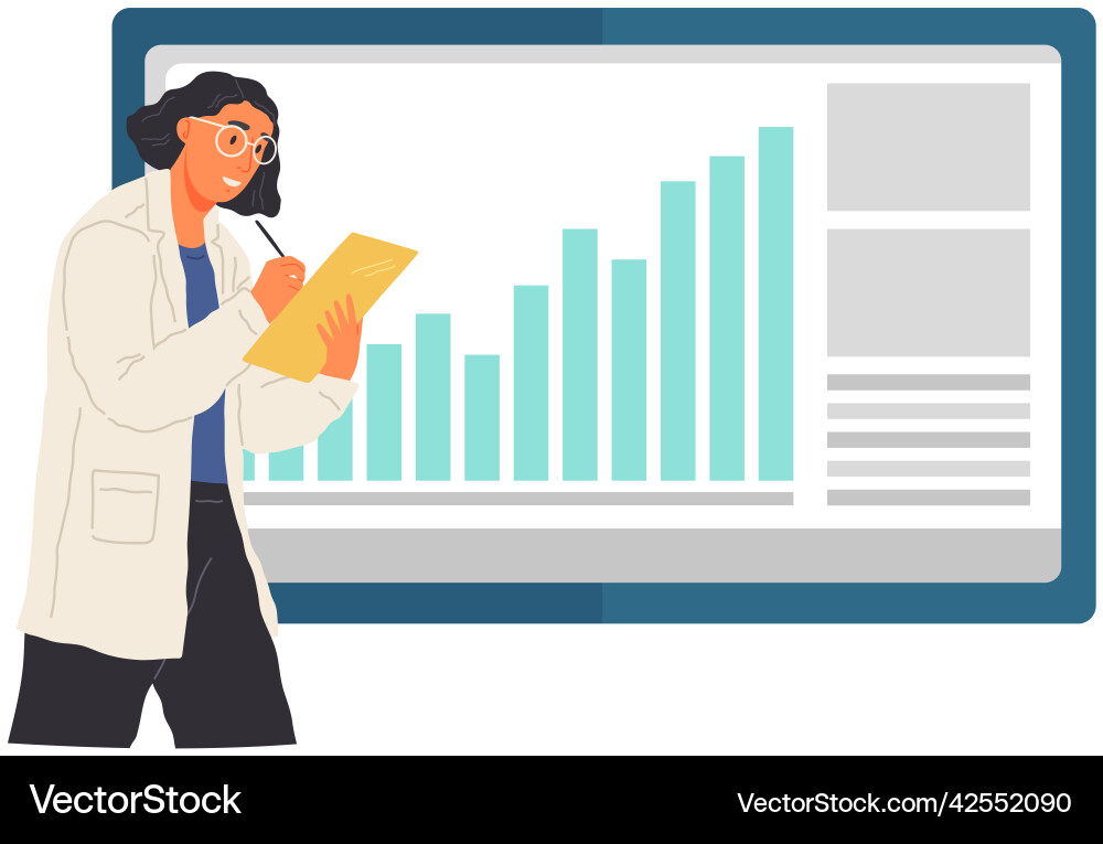 Scientist works with data analytics and research Vector Image