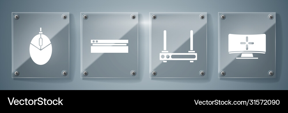 Set computer monitor router and wi-fi signal Set computer monitor router and wi-fi signal vector image
