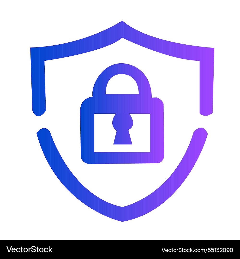 Shield icon with lock symbol representing Vector Image