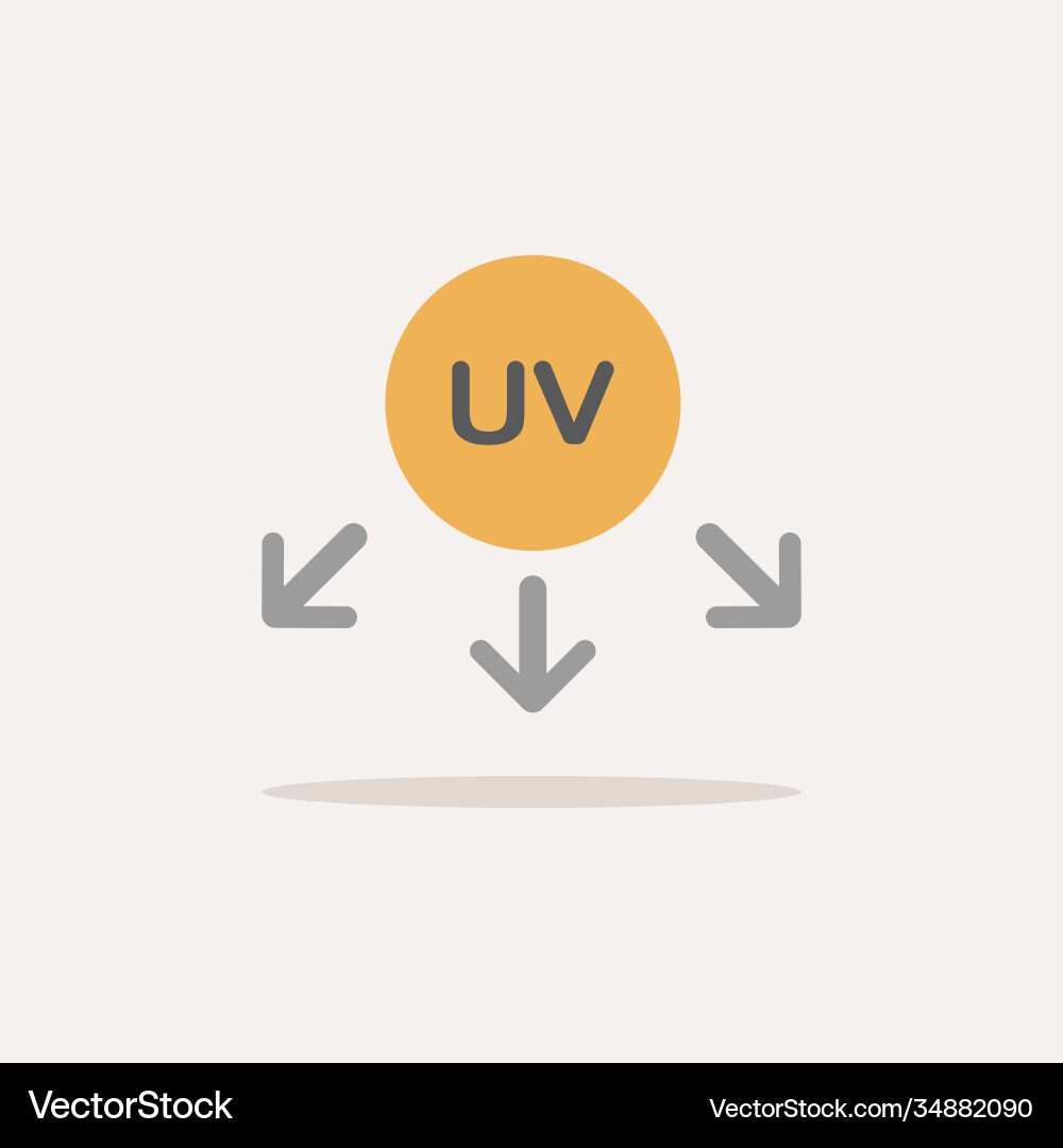 Ultraviolet rays symbol color icon with shadow Vector Image