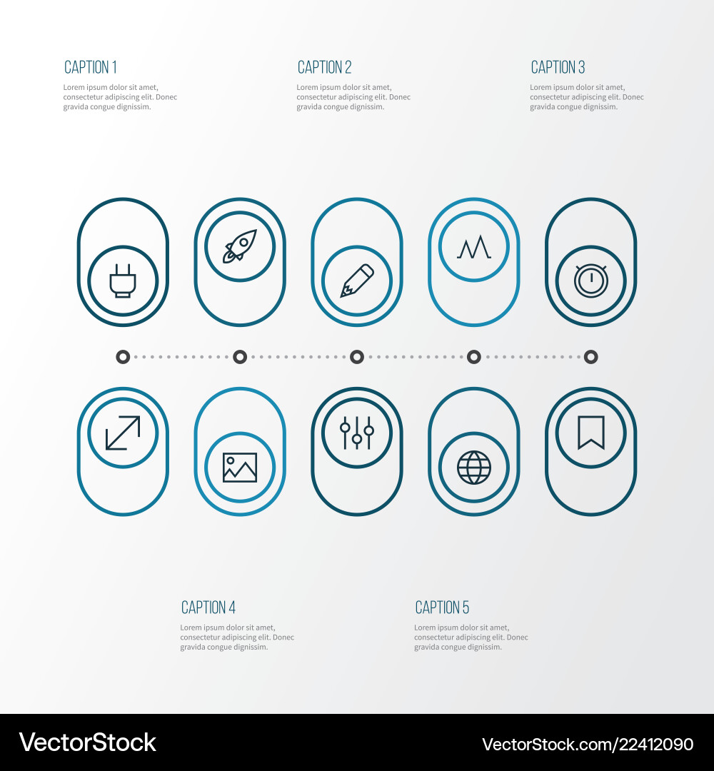 User icons line style set with action equalizer Vector Image