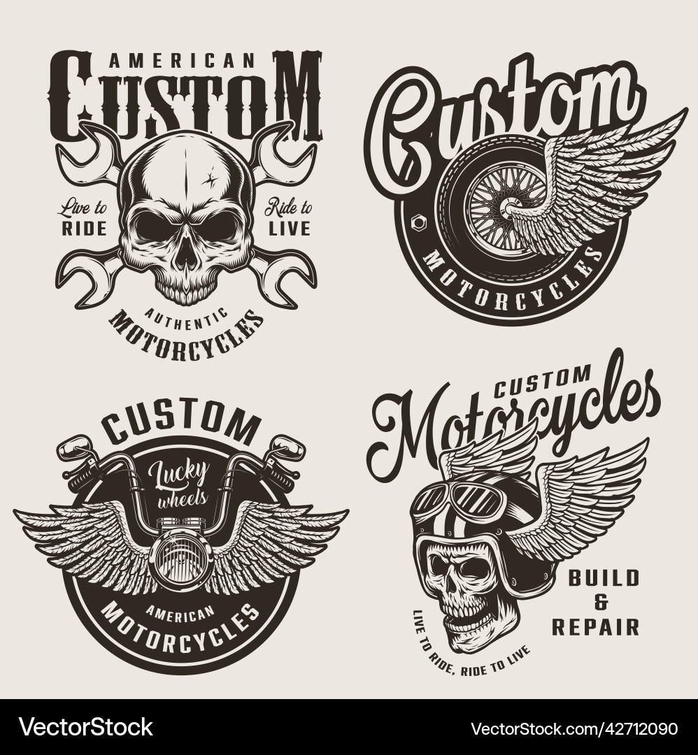 Vintage custom motorcycle emblems Vector Image