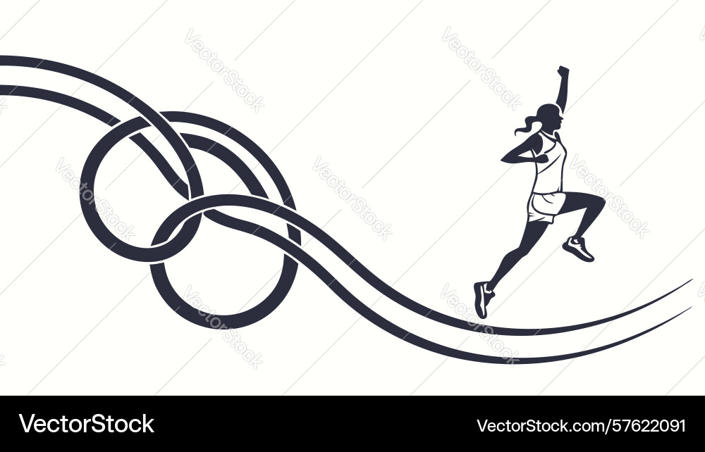 Abstract linear swirls framing dynamic runner vector image