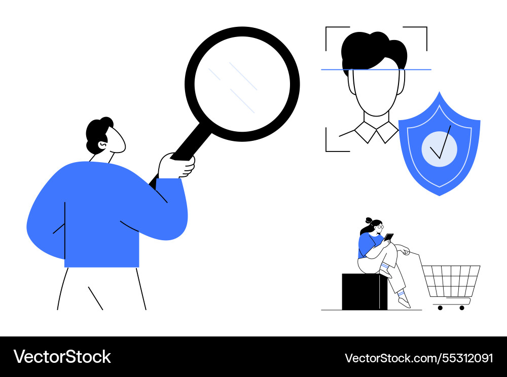 Analyzing identity and security measures Analyzing identity and security measures vector image