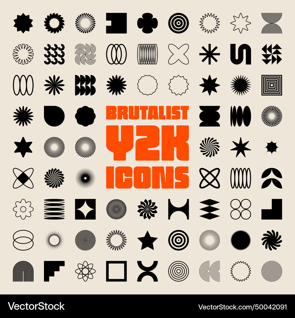 Brutalist geometric shapes symbols simple Brutalist geometric shapes symbols simple Vector Image