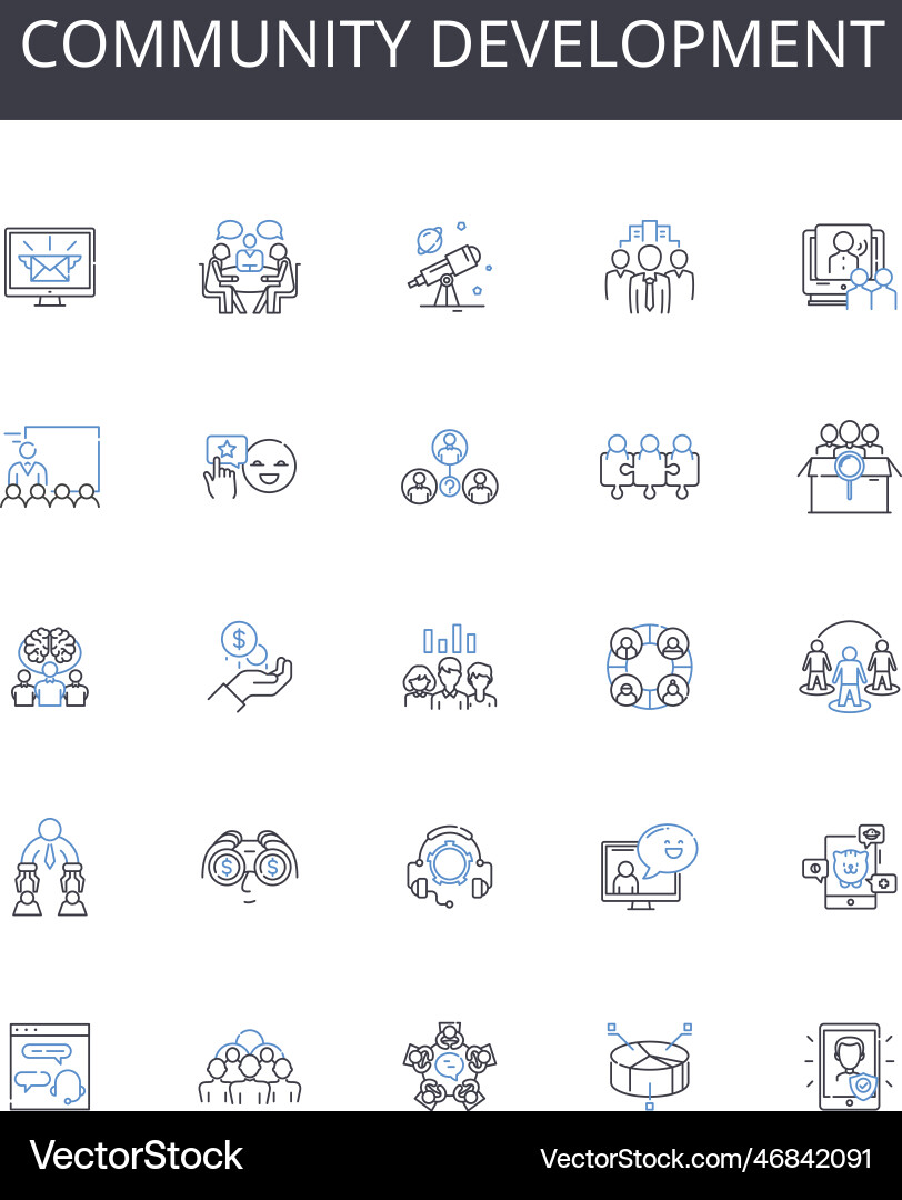 Community development line icons collection Community development line icons collection vector image