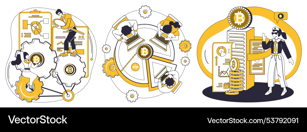 Cryptocurrency operations and blockchain Cryptocurrency operations and blockchain vector image