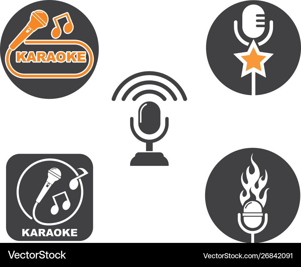 Karaoke Microphone Icon Set Vector Image
