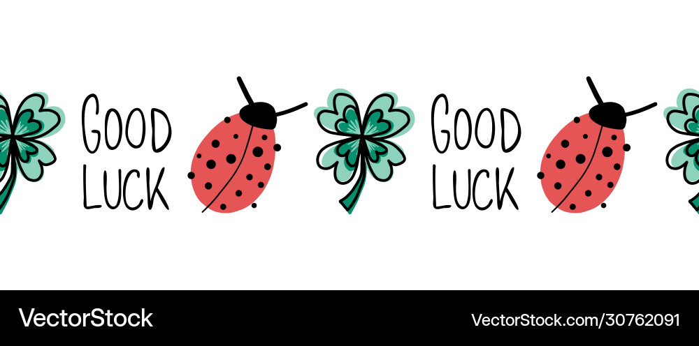 Ladybug Clover Good Luck Bord Vektorbild