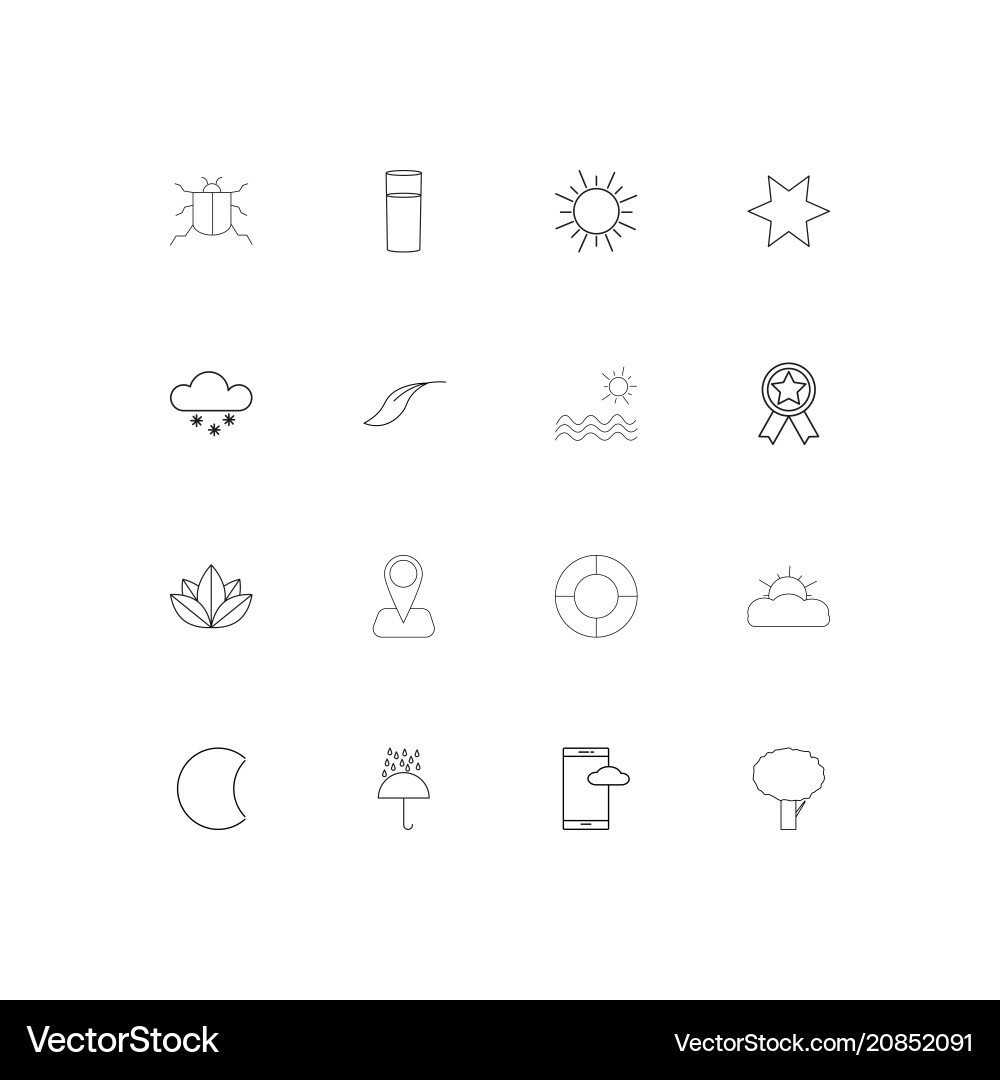 Nature linear thin icons set outlined simple Vector Image