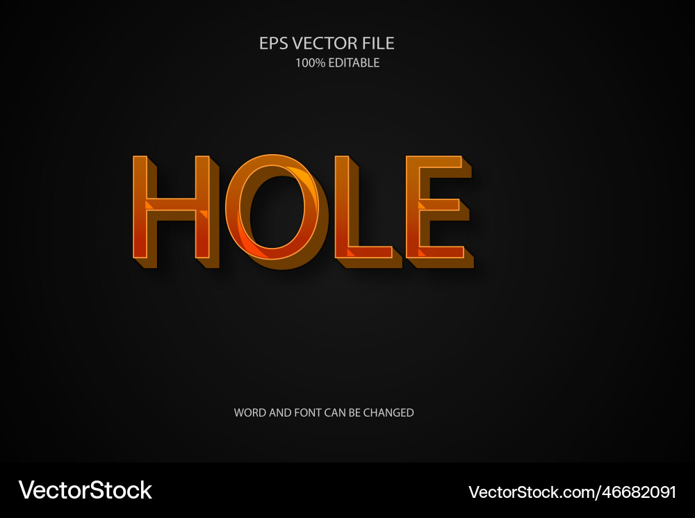 Realistic hole 3d editable text style effect Vector Image