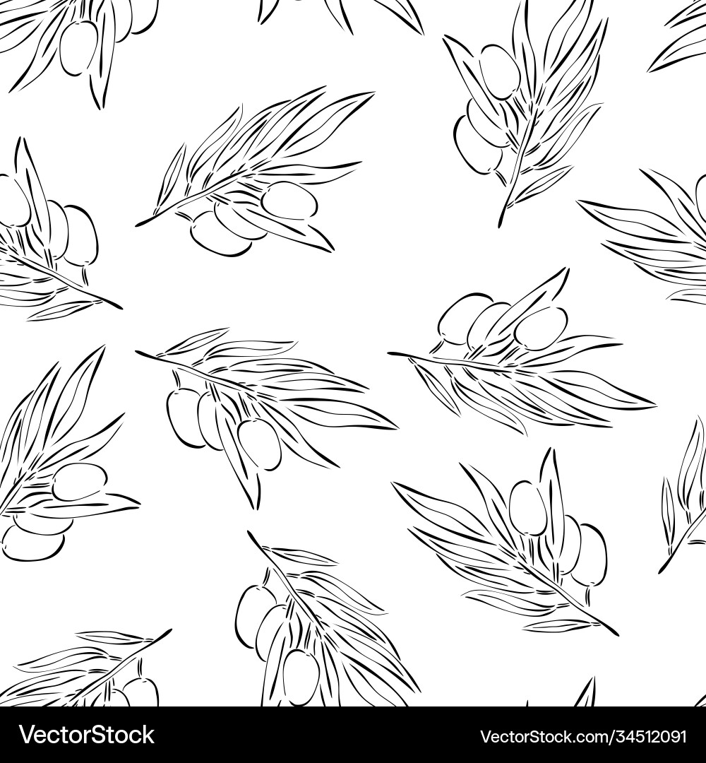 Seamless pattern with branches an olive tree Seamless pattern with branches an olive tree vector image