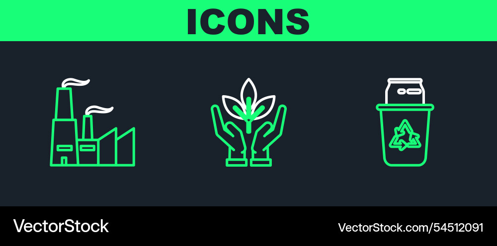 Set line recycle bin with symbol and can Vector Image