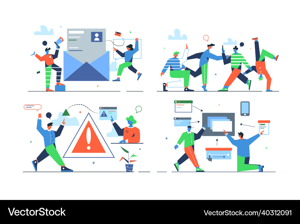 Set of different online processes Set of different online processes vector image
