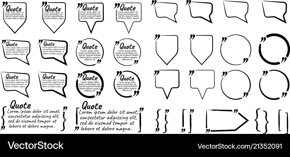 Set of quote blank with text icon and label Set of quote blank with text icon and label vector image