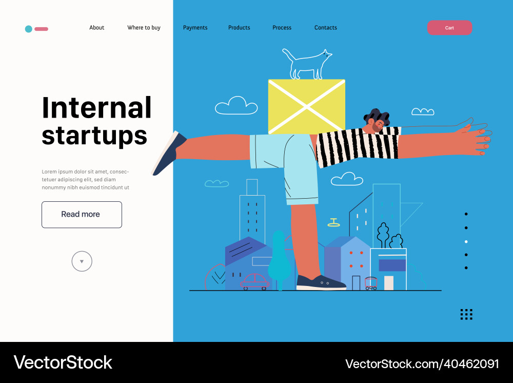 Startup website landing template Startup website landing template vector image