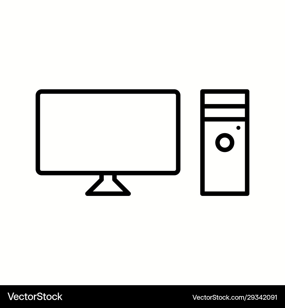 Unique computer line icon vector image