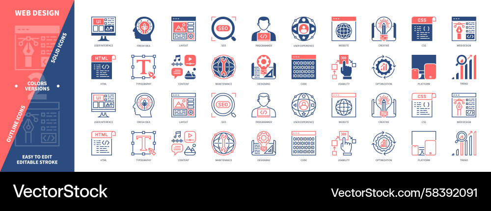 Web Icon Set - Platform & UX Vector Image