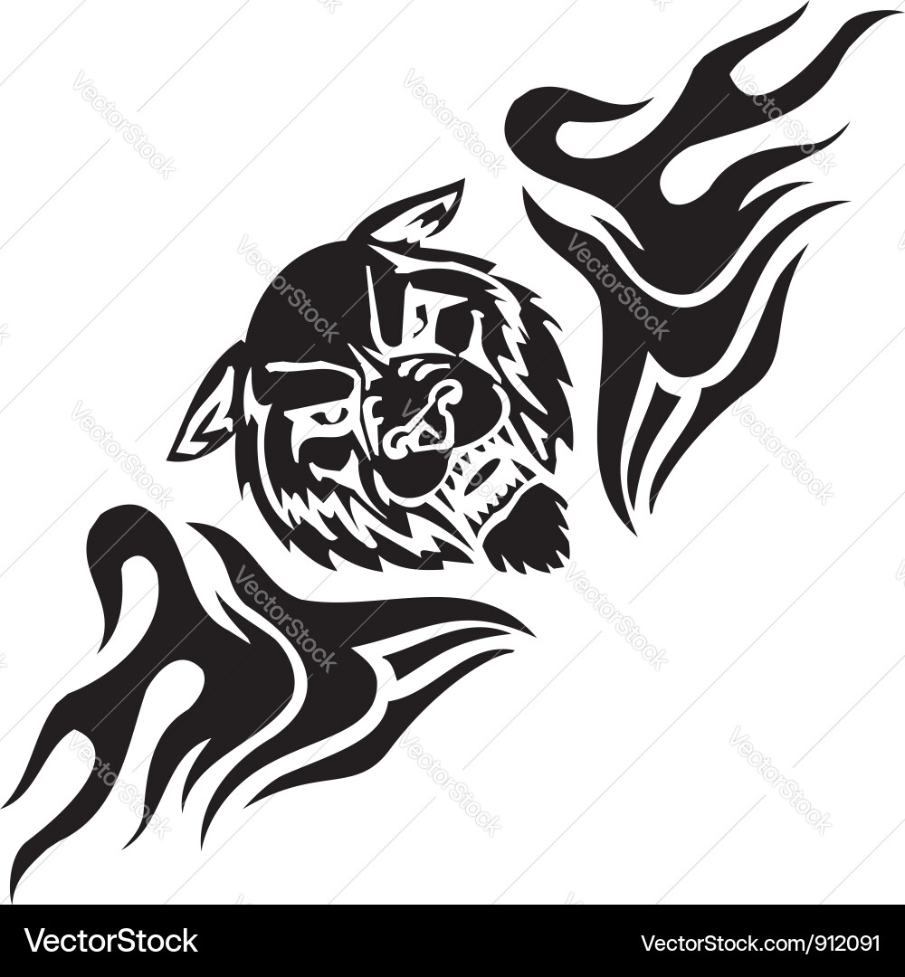 Wolf and symmetric tribals vector image