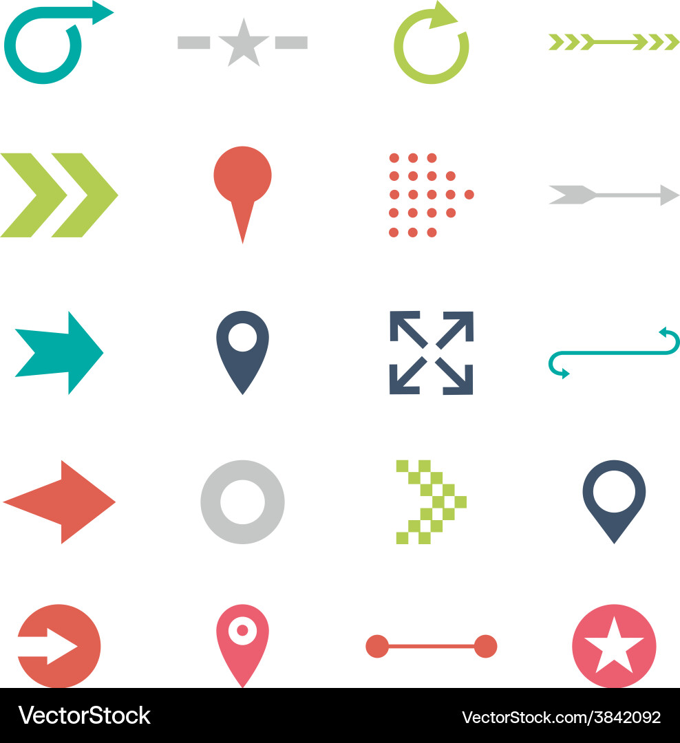 Arrow sign icon set simple circle shape internet vector image