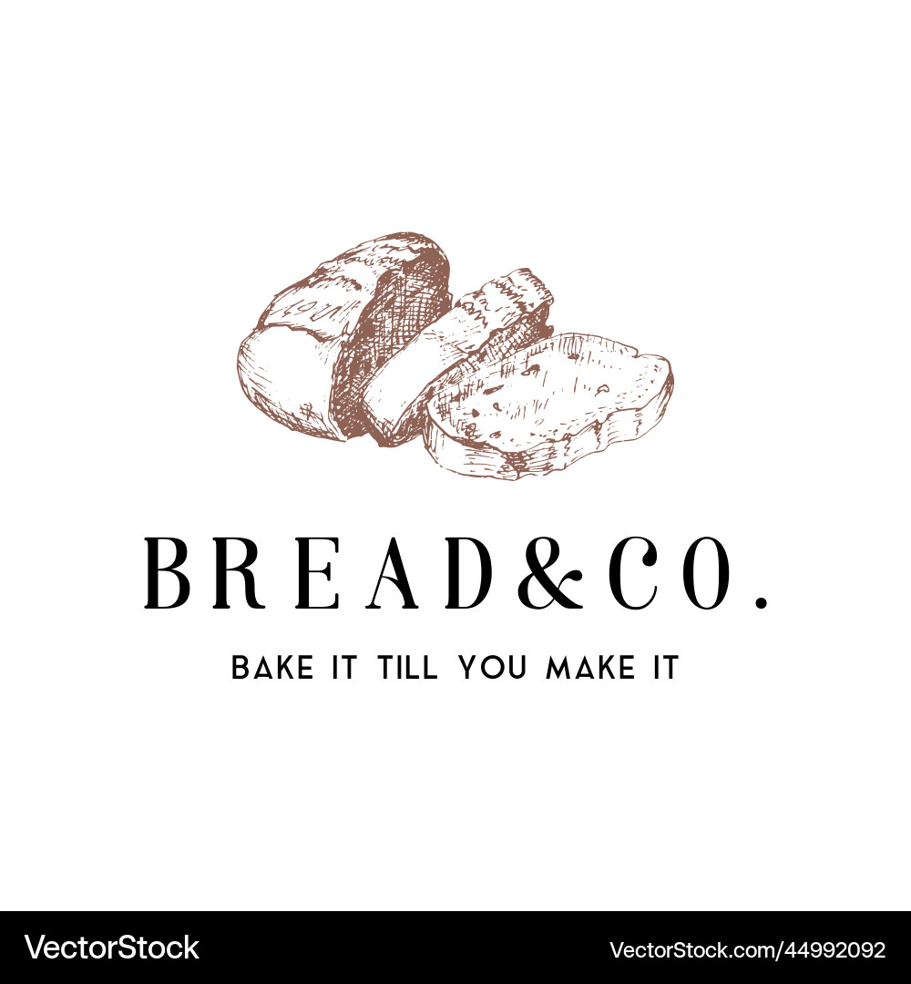 Bread and co logo with loaf vector image