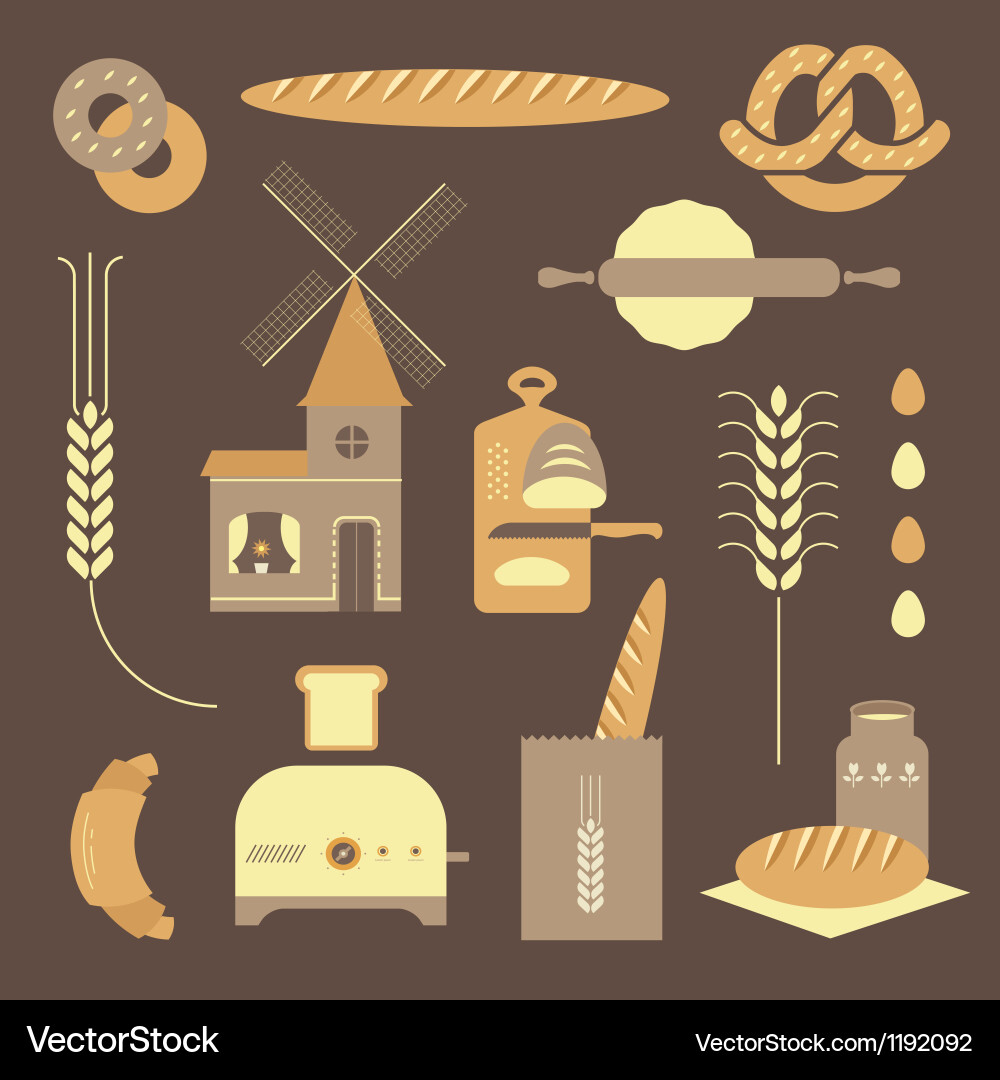 Bread icons Royalty Free Vector Image - VectorStock