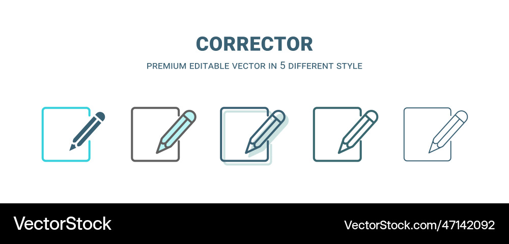 Corrector icon in 5 different style outline Corrector icon in 5 different style outline Vector Image