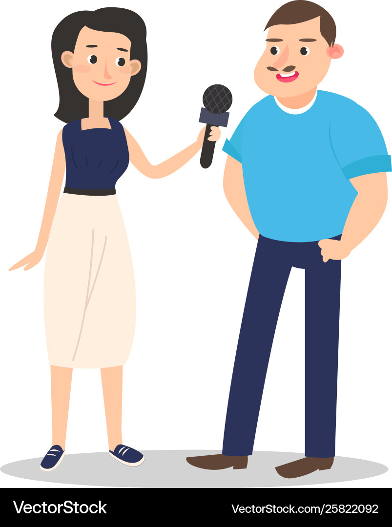 Cute woman take interview at mexican man Cute woman take interview at mexican man vector image
