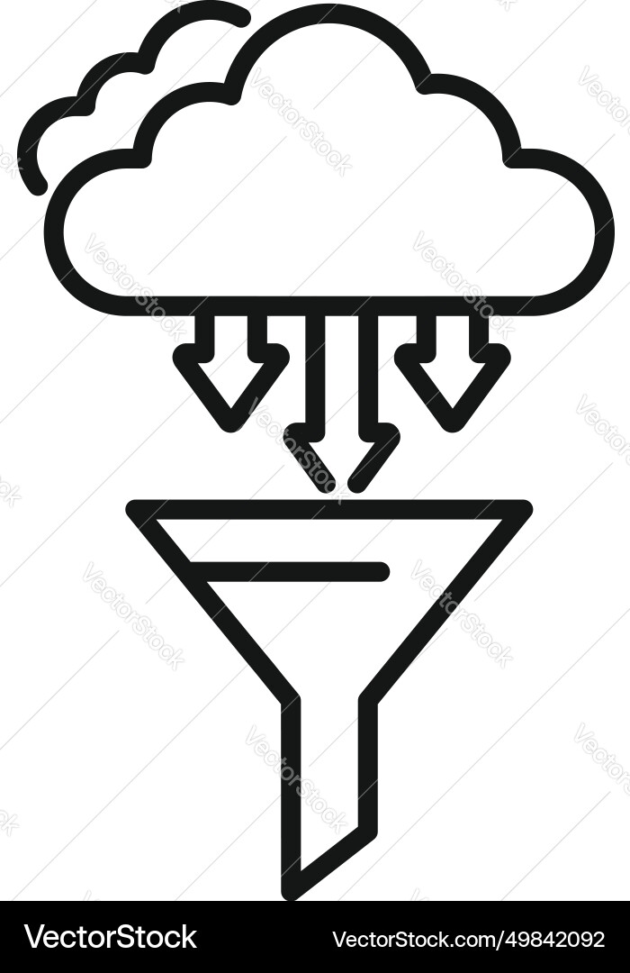 Data Flow Security Funnel Icon vector image